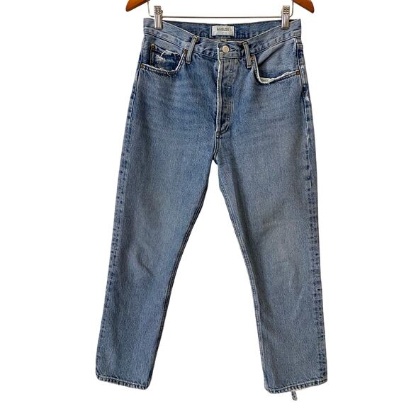 Agolde Riley High Rise Straight Crop Jean US 28 Blue Denim 100% Organic Cotton - Picture 5 of 16